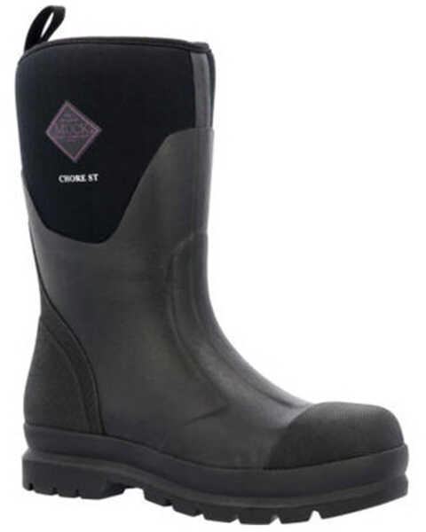 Muck Boots Women's Chore Classic Mid Waterproof Rubber Boots - Steel Toe , Black, hi-res