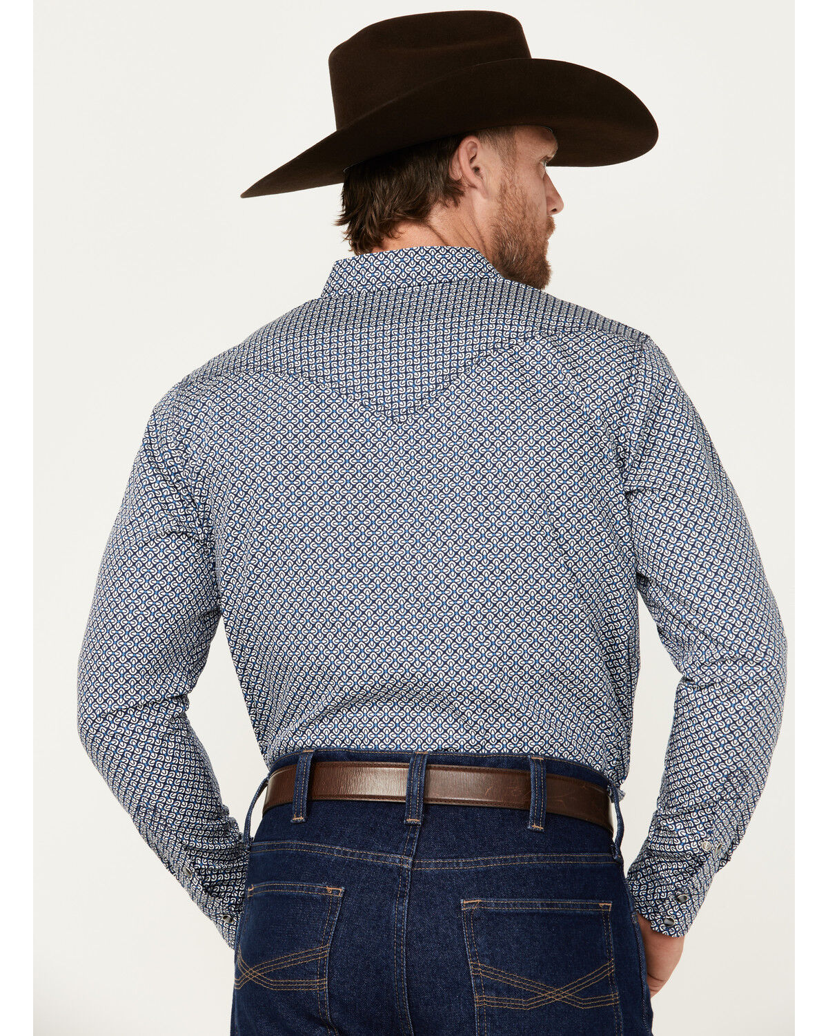 Image #4 - Cody James Men's Reride Geo Print Long Sleeve Snap Western Shirt - Big, Navy, hi-res