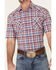 Rough Stock By Panhandle Men's Red Ombre Plaid Short Sleeve Snap Western Shirt , Red, hi-res