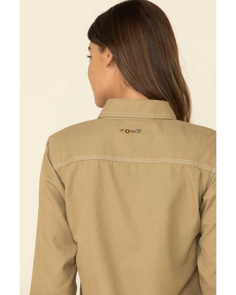 Image #4 - Carhartt Women's FR Force Lightweight Button Front Long Sleeve Shirt , Beige/khaki, hi-res