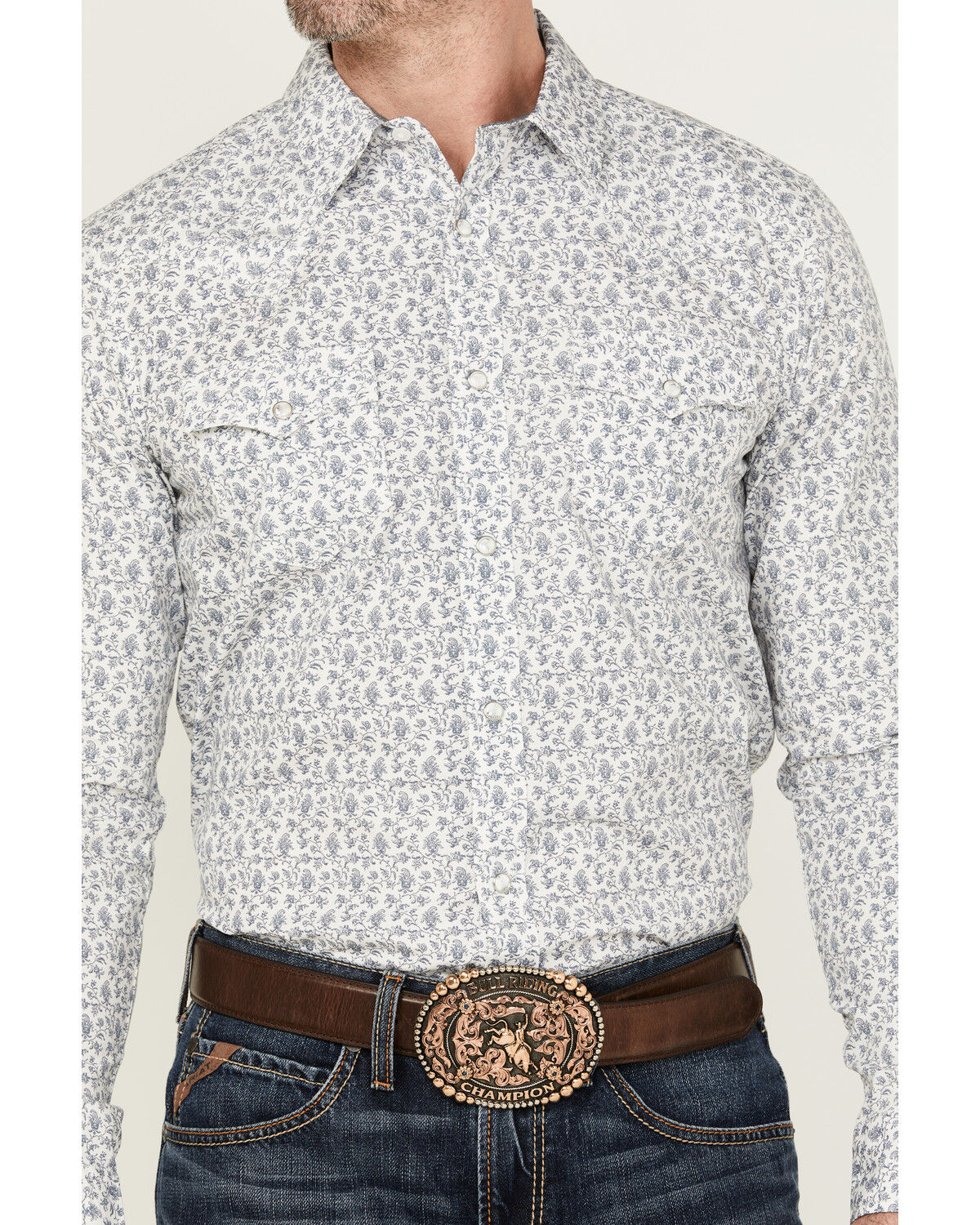 Image #3 - Cody James Men's Dandy Floral Print Long Sleeve Snap Western Shirt, White, hi-res