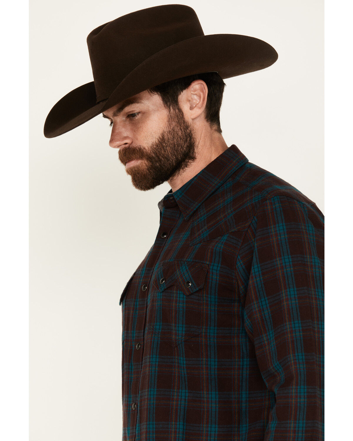 Image #2 - Moonshine Spirit Men's Vineyard Plaid Print Long Sleeve Snap Western Shirt, Purple, hi-res