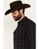 Image #2 - Moonshine Spirit Men's Vineyard Plaid Print Long Sleeve Snap Western Shirt, Purple, hi-res