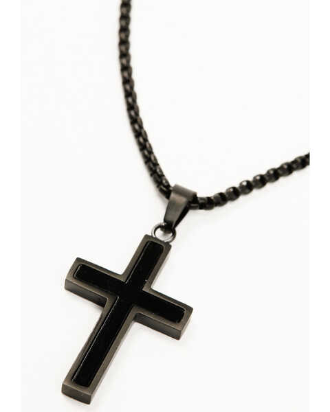 Image #4 - Cody James Men's Matte Black Inlay Cross Necklace , Black, hi-res