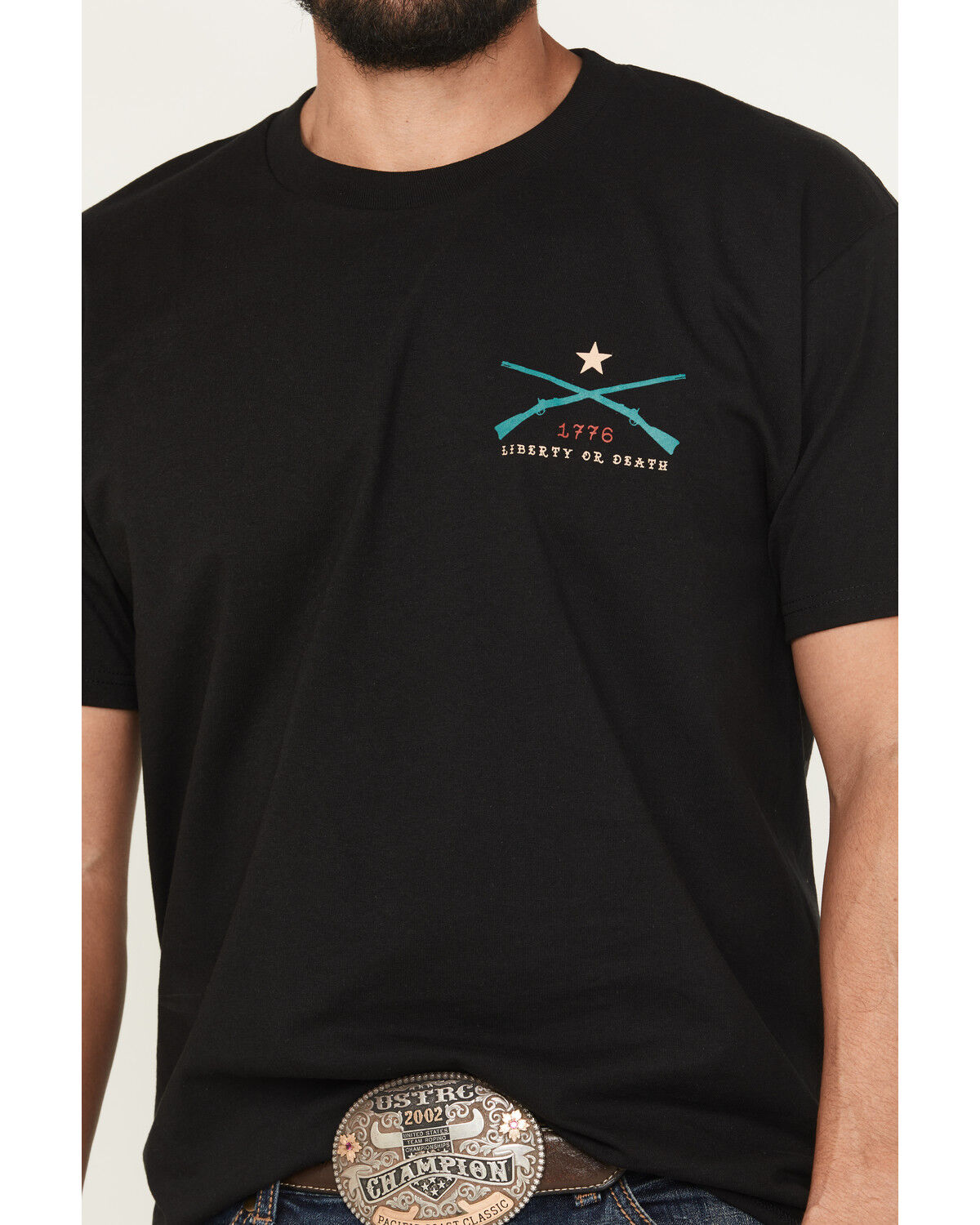 Image #3 - Howitzer Men's Liberty or Death Short Sleeve Graphic T-Shirt, Black, hi-res