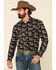 Image #1 - Dale Brisby Men's Cactus Print Long Sleeve Snap Western Shirt, Black, hi-res