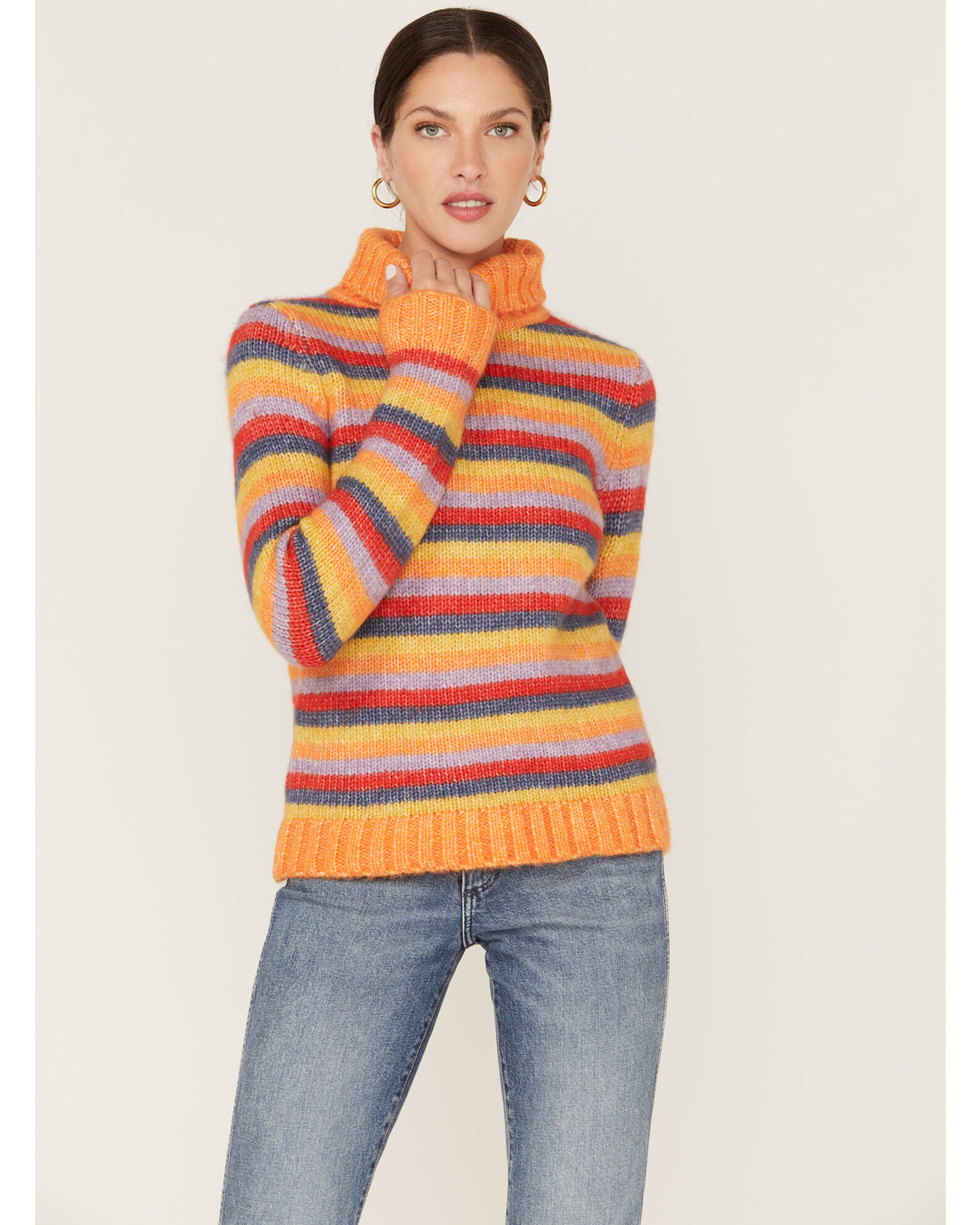 Striped turtleneck sweater women's top