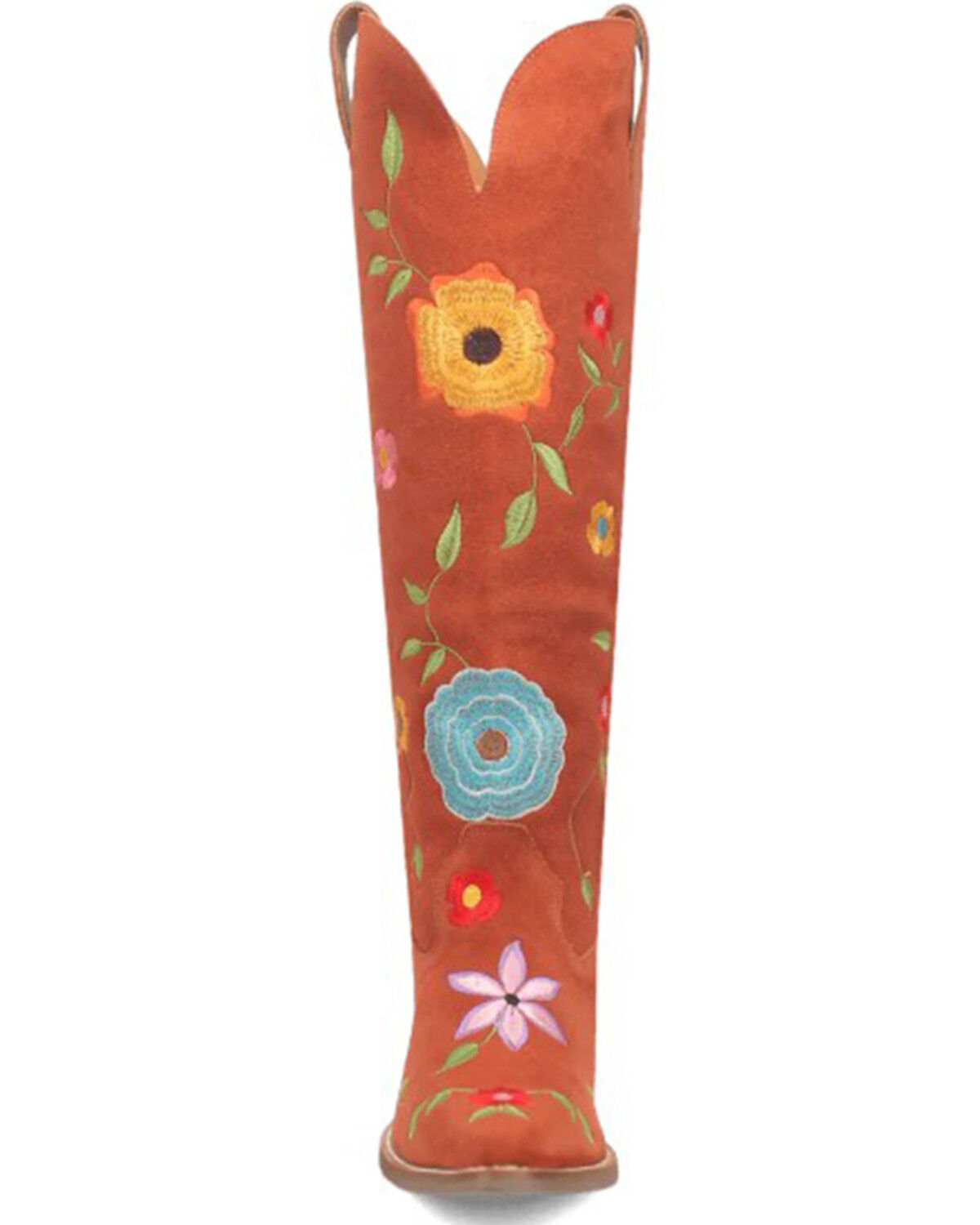 Image #4 - Dingo Women's Flower Power Suede Tall Western Boots - Snip Toe, Rust Copper, hi-res