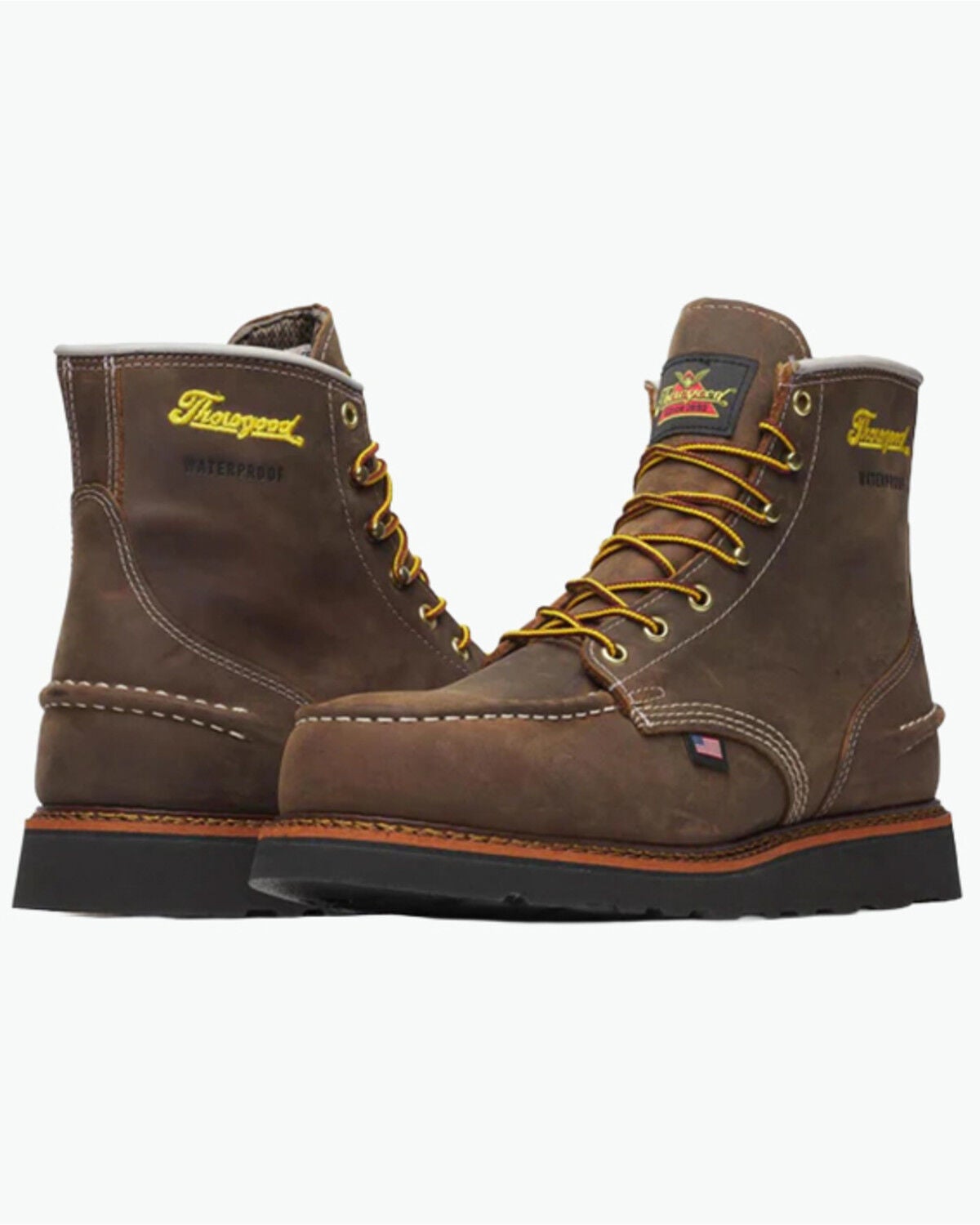Image #3 - Thorogood Men's 1957 Series 6" Waterproof Moc Work Boots - Steel toe, Brown, hi-res