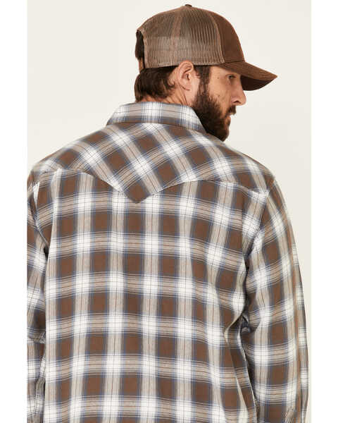 Image #5 - Resistol Men's Cedar Ombre Plaid Print Long Sleeve Snap Western Shirt , Brown, hi-res