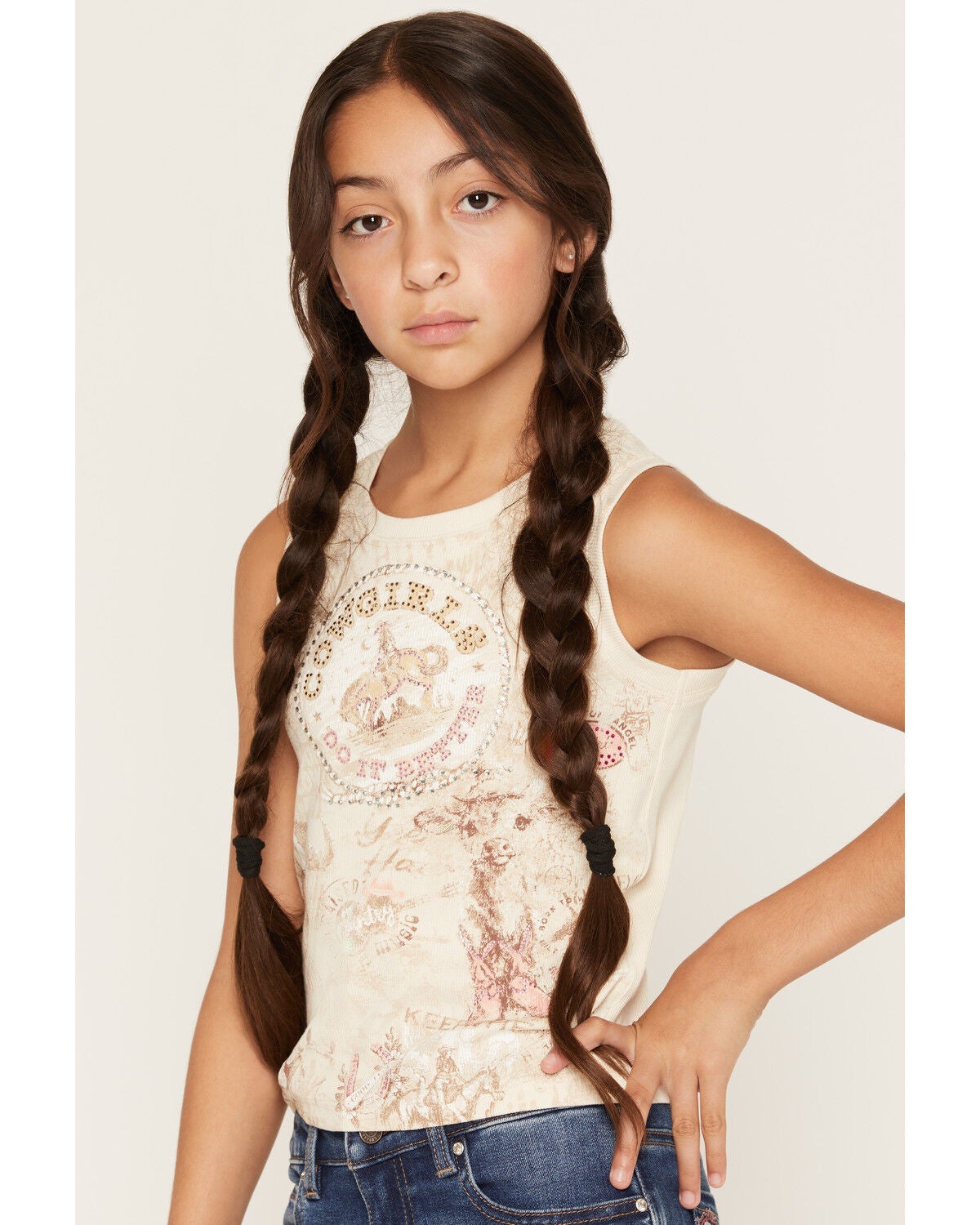 Image #2 - Shyanne Girls' Lundy Graphic Tank, Natural, hi-res