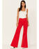 Image #1 - Wrangler Women's Wanderer Corduroy High Rise Flare Jeans, Red, hi-res