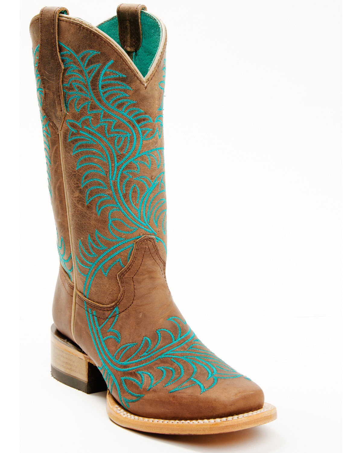Image #1 - Corral Girls' Embroidered Western Boots - Broad Square Toe, Brown, hi-res