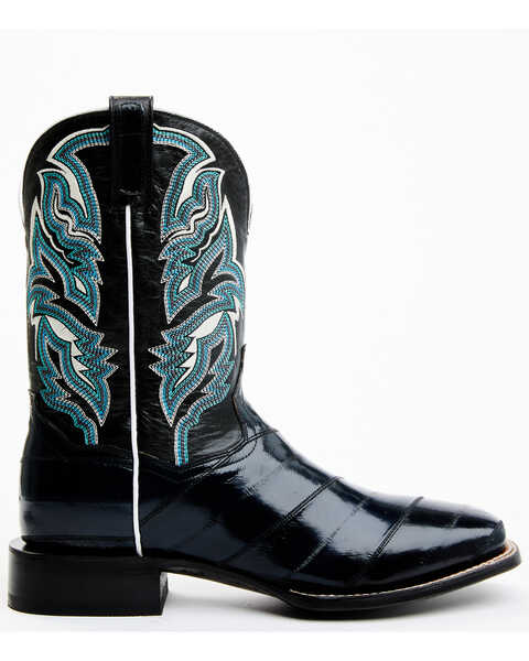 Image #2 - Dan Post Men's Eel Exotic Western Boots - Broad Square Toe , Black, hi-res