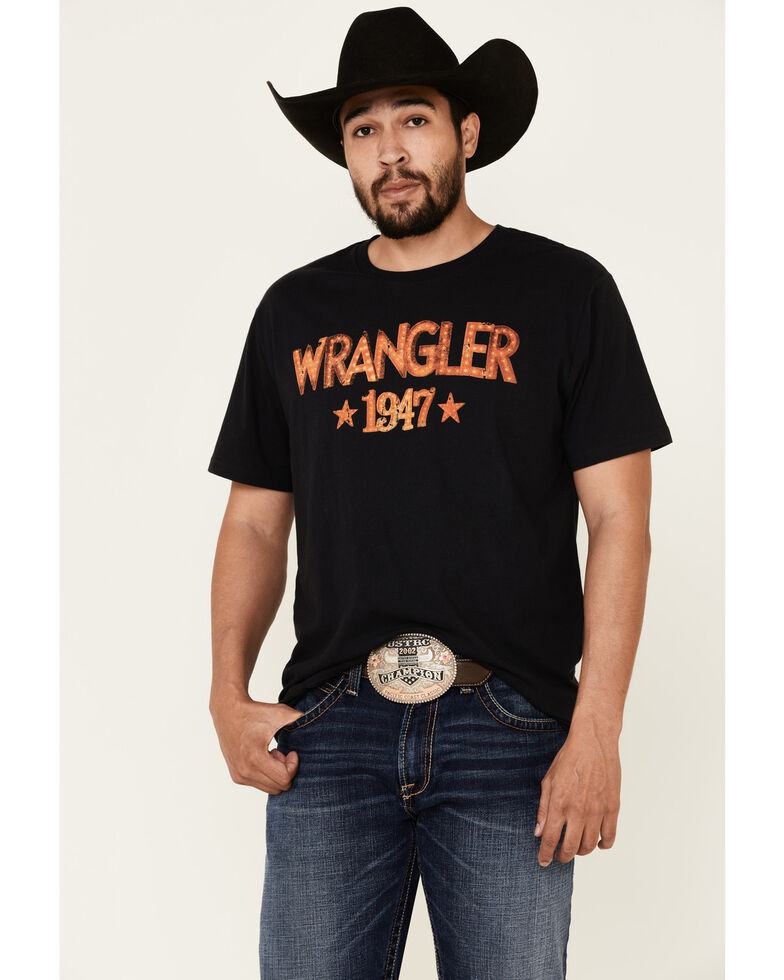 Wrangler Men's Black Lights Logo Graphic Short Sleeve T-Shirt, Black, hi-res