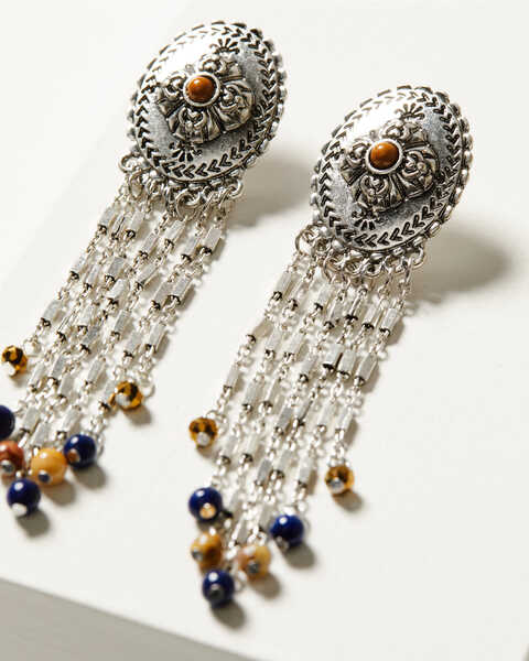 Image #2 - Shyanne Women's Monument Valley Metal Fringe Earrings, Silver, hi-res