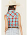 Image #4 - Cowgirl Hardware Women's Plaid Print Sleeveless Snap Stretch Western Shirt, Red, hi-res