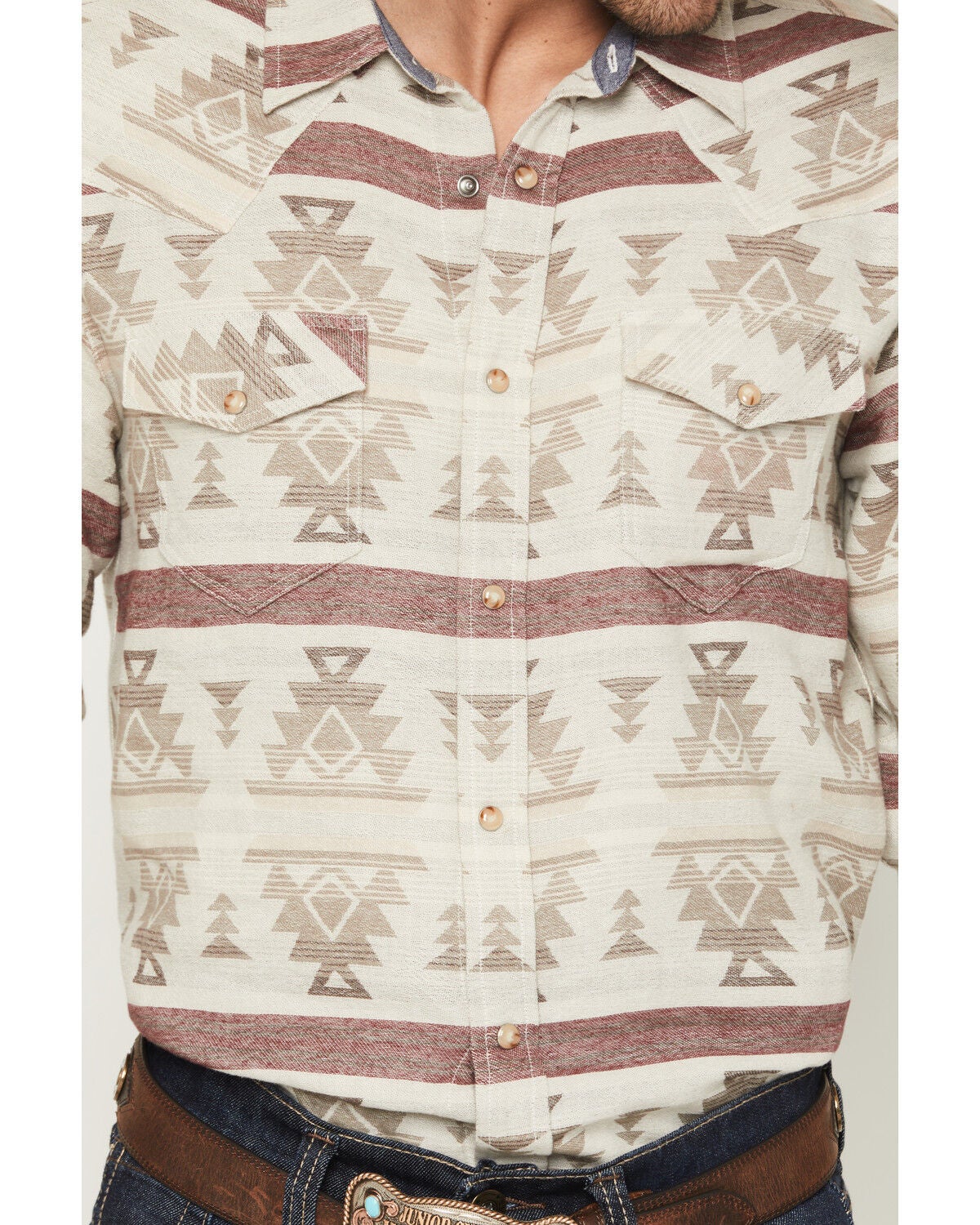 Image #3 - Cody James Men's Sierra Nevada Southwestern Print Long Sleeve Snap Western Shirt, Tan, hi-res
