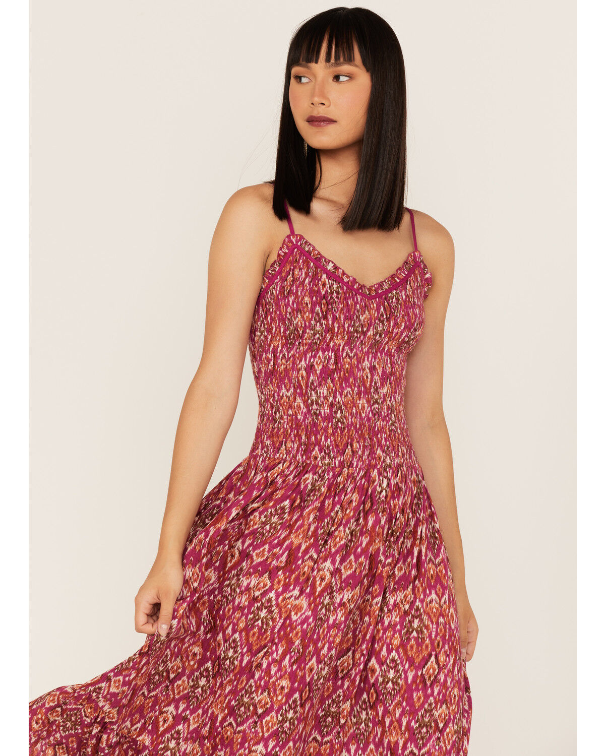 Image #2 - Band of the Free Women's Mirage Smocked Midi Dress, Fuscia, hi-res