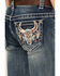 Image #2 - Shyanne Little Girls' Cowhide Steer Head Light Wash Faded Stretch Bootcut Jeans, Light Wash, hi-res