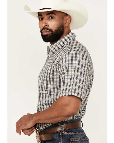 Image #2 - Cody James Men's Plaid Print Short Sleeve Button-Down Stretch Western Shirt , Navy, hi-res