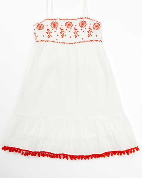 Yura Girls' Maxi Embroidered Western Dress, White, hi-res