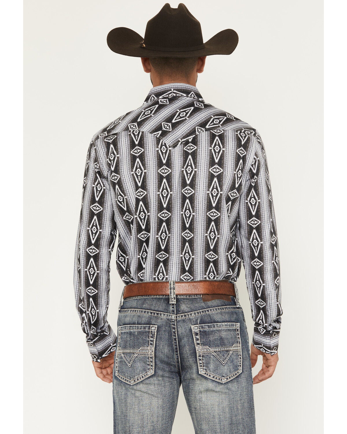 Image #4 - Rock & Roll Denim Men's Southwestern Print Long Snap Stretch Western Shirt, Black, hi-res