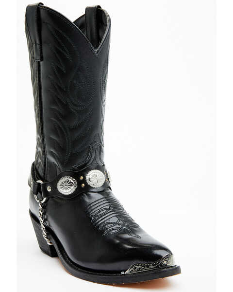 Laredo Men's Concho Harness Western Boots - Medium Toe, Black, hi-res