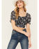 Image #2 - Beyond The Radar Women's Tie Back Short Sleeve Crop Top, Black, hi-res