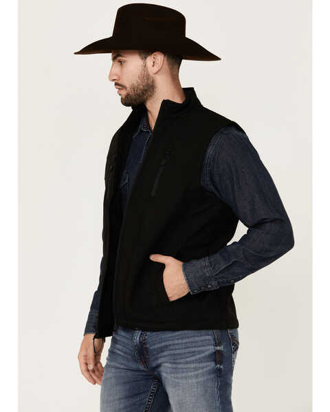 Image #2 - RANK 45® Men's Ralington Embroidered Softshell Vest , Black, hi-res