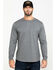 Image #1 - Hawx Men's Gray Logo Sleeve Long Sleeve Work T-Shirt - Tall , Heather Grey, hi-res