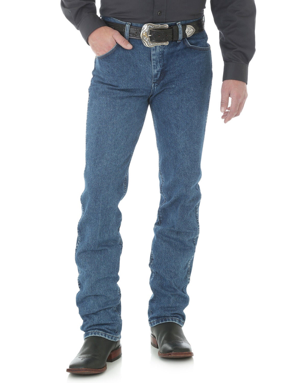 Image #3 - Wrangler Jeans - Cowboy Cut 36 MWZ Slim Fit Black - 38" Tall Inseams, Dark Stone, hi-res