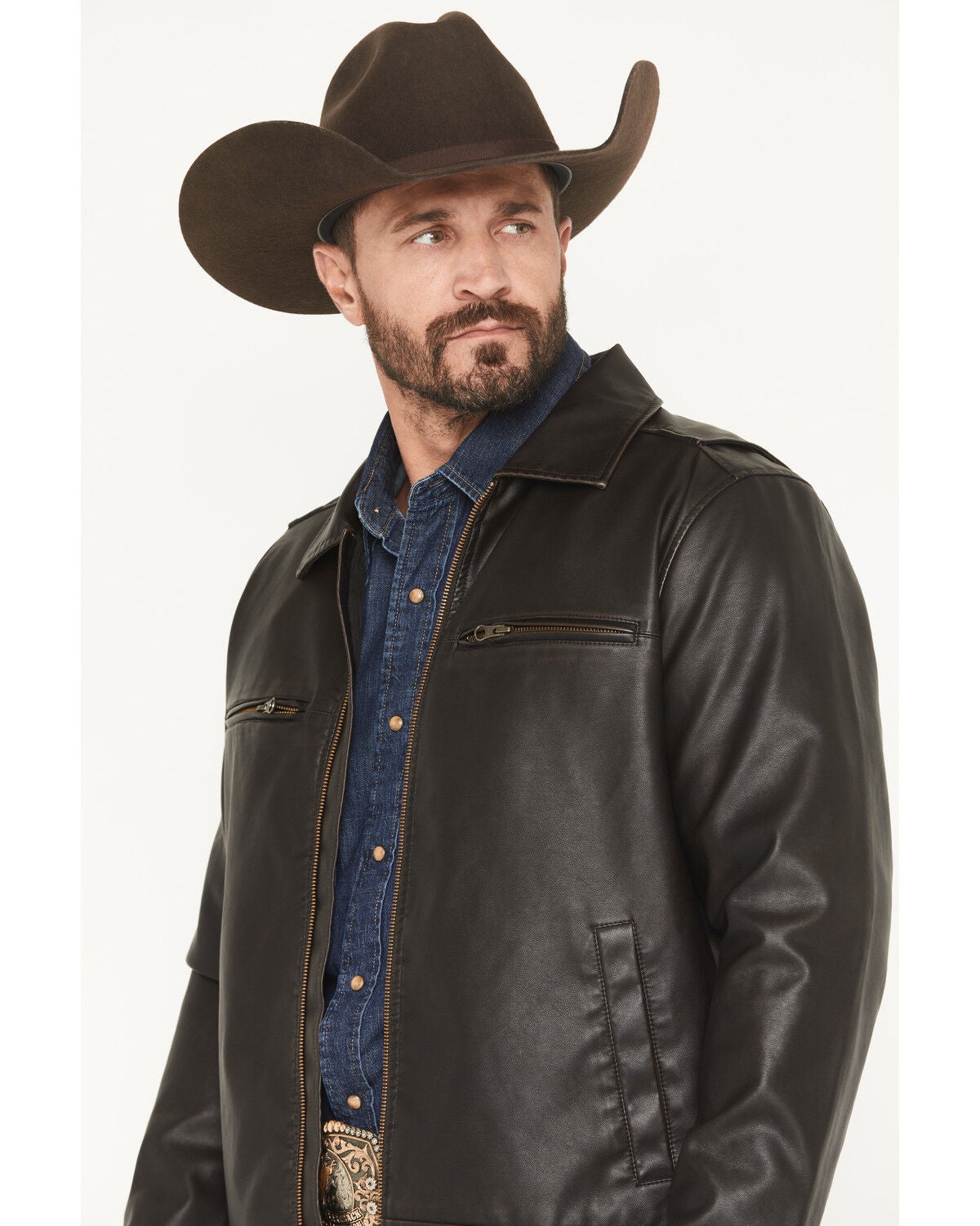 Image #2 - Cody James Men's Faux Leather Moto Jacket, Dark Brown, hi-res