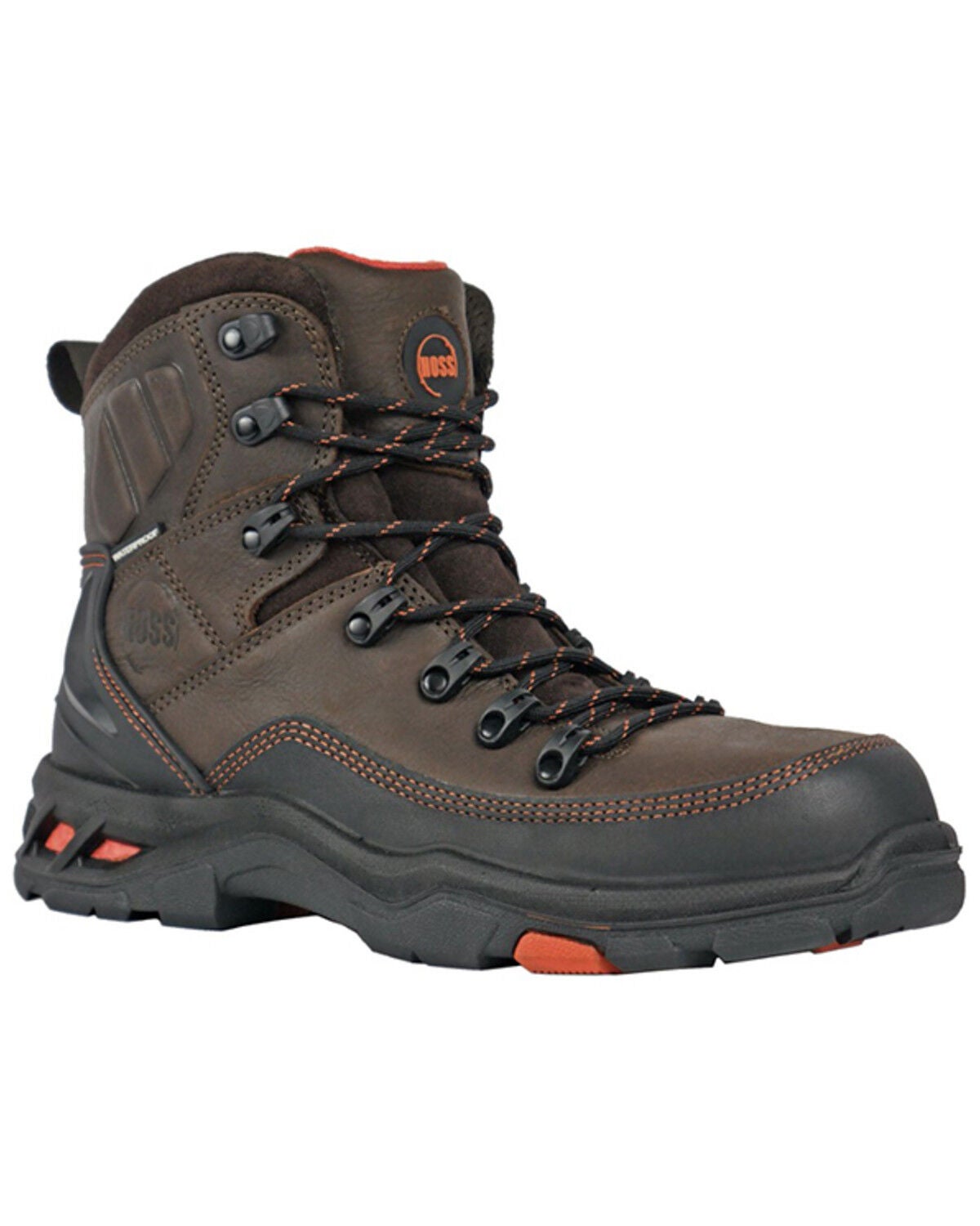 Hoss Men's Traverse 6" Lace-Up Waterproof Work Boots - Composite Toe, Brown, hi-res