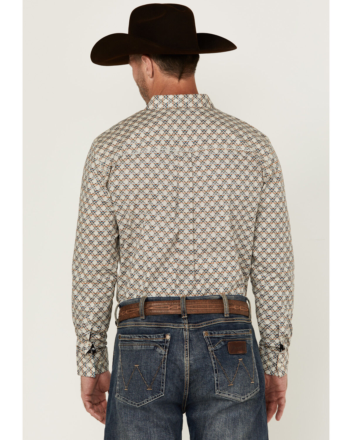 Image #4 - RANK 45® Men's Libreville Geo Print Long Sleeve Button-Down Performance Stretch Western Shirt, Dark Blue, hi-res
