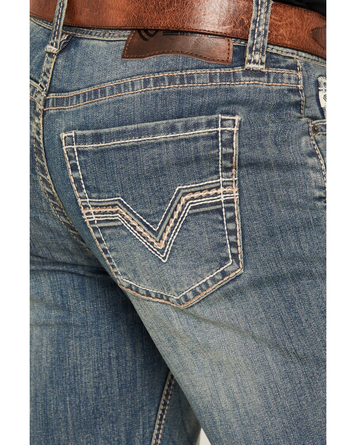Image #4 - Rock & Roll Denim Men's Double Barrel Medium Wash Relaxed Bootcut Reflex Stretch Denim Jeans, Medium Wash, hi-res