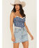 Image #2 - Shyanne Women's Embroidered Denim Corset, Blue, hi-res