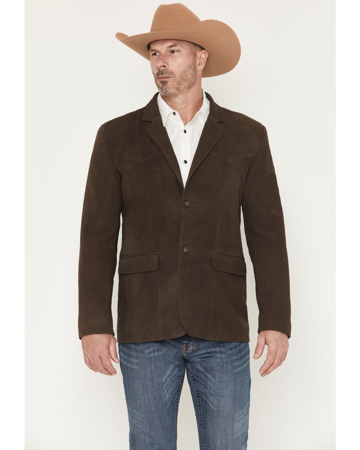 Cody James Men's Genuine Suede Leather Blazer, Dark Brown, hi-res