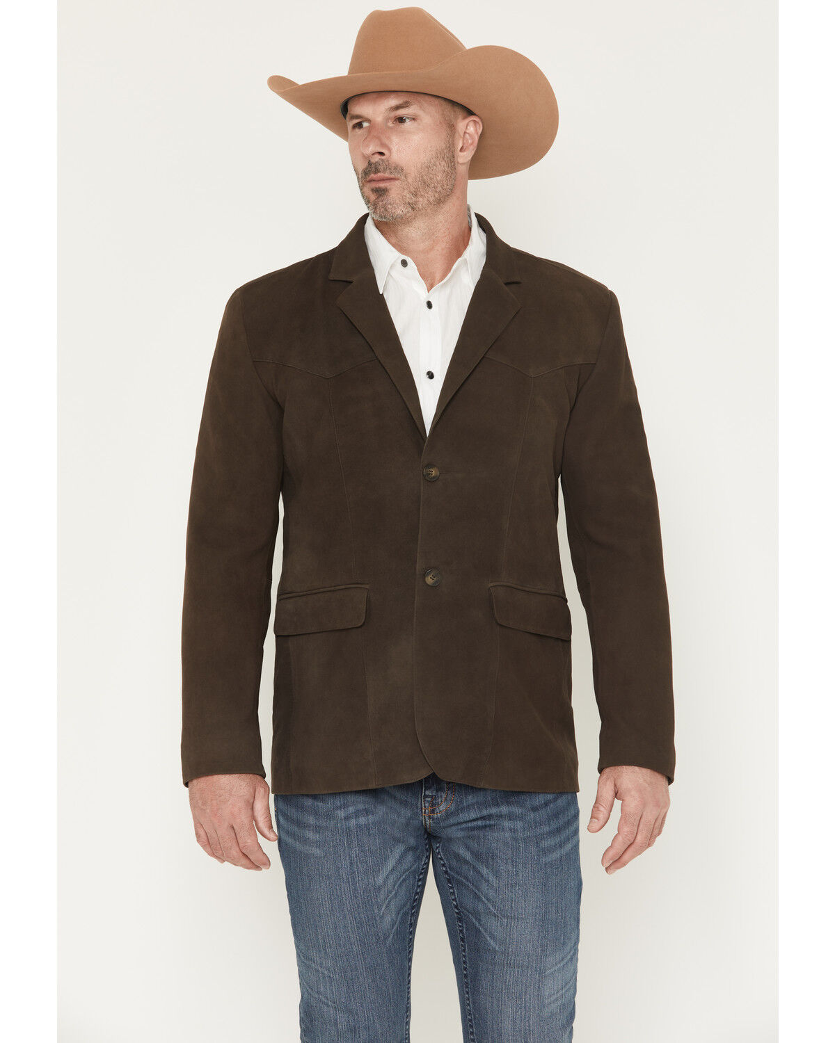 Image #1 - Cody James Men's Genuine Suede Leather Blazer, Dark Brown, hi-res