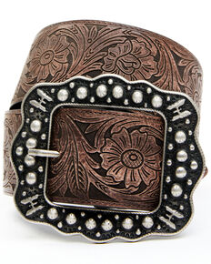 Idyllwind Women's Brown Leather Floral Tooled Belt, Brown, hi-res