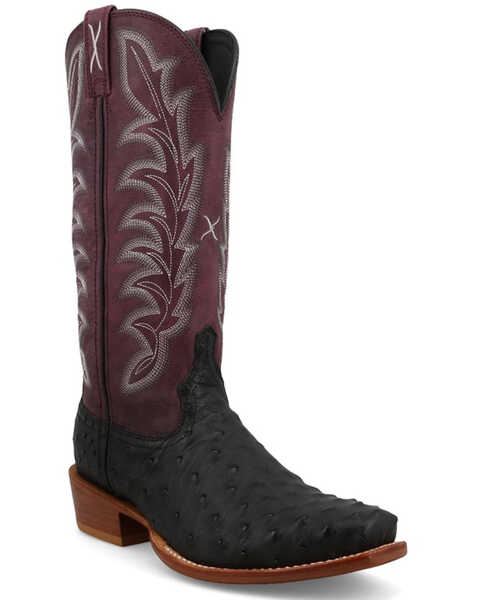 Twisted X Women's Reserve Exotic Full Quill Ostrich Western Boots - Square Toe , Black, hi-res