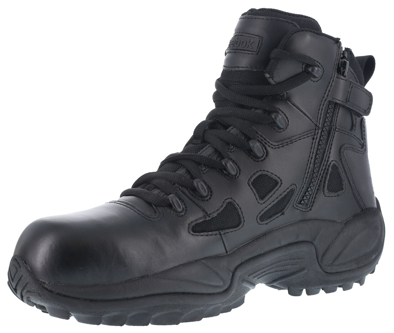 Image #2 - Reebok Men's Stealth 6" Lace-Up Side Zip Work Boots - Composite Toe, Black, hi-res