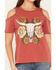 Image #3 - Shyanne Women's Steer Head Cold Shoulder Short Sleeve Graphic Tee, Chilli, hi-res