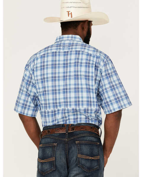 Image #4 - Ariat Men's VentTEK Dutch Plaid Short Sleeve Button Down Western Shirt , Blue, hi-res