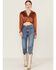 Image #3 - Lush Women's Satin Wrap Tie Waist Crop Top, Rust Copper, hi-res