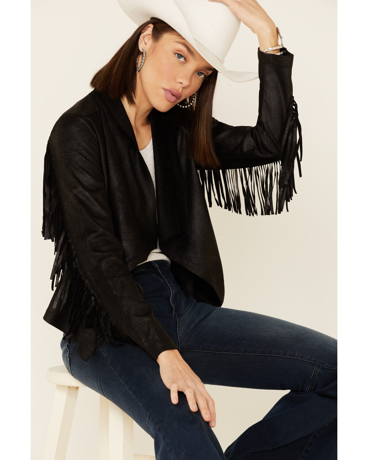 Suede fringe jacket womens clearance