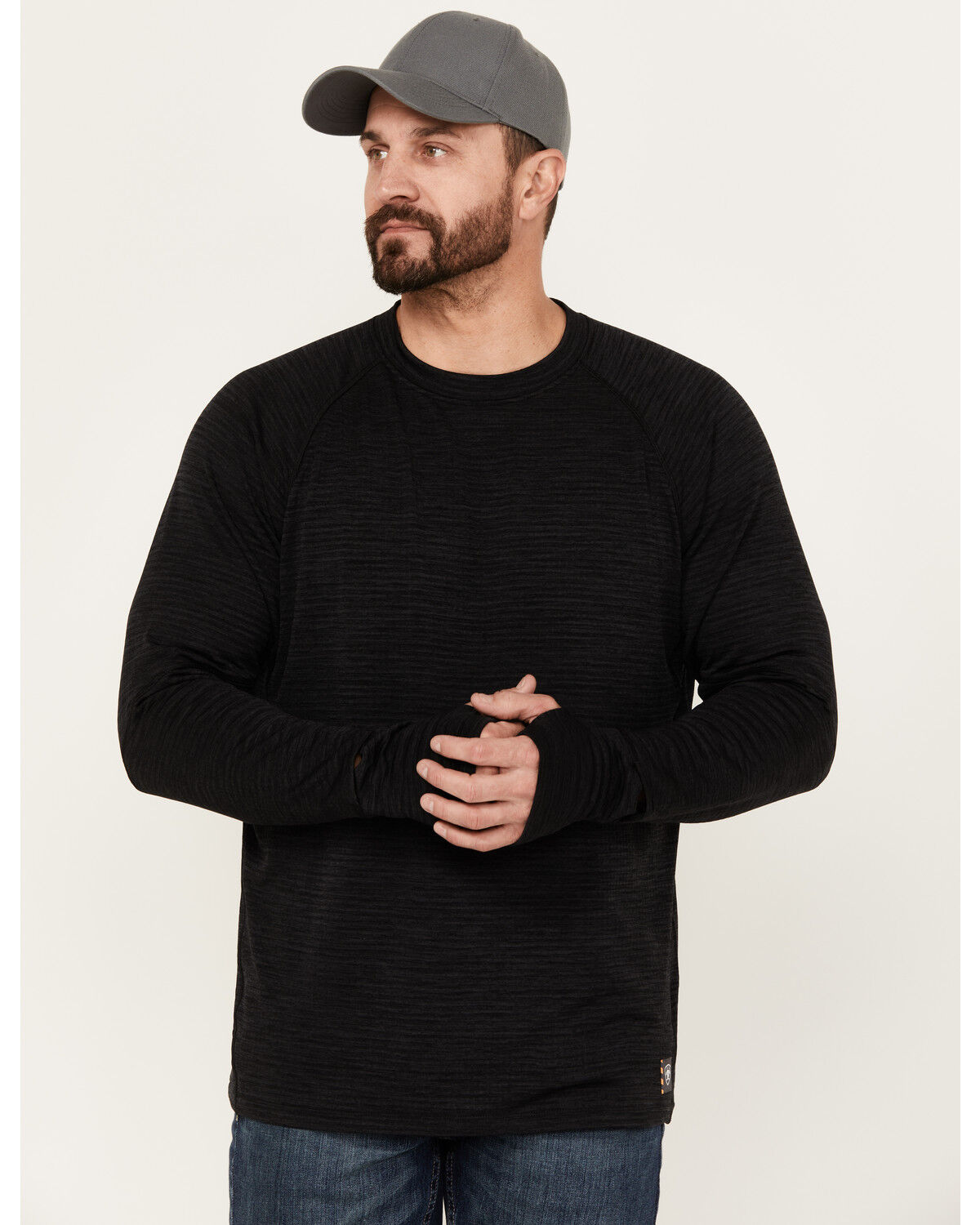 Image #1 - Ariat Men's Rebar Gridwork Long Sleeve Shirt, Black, hi-res