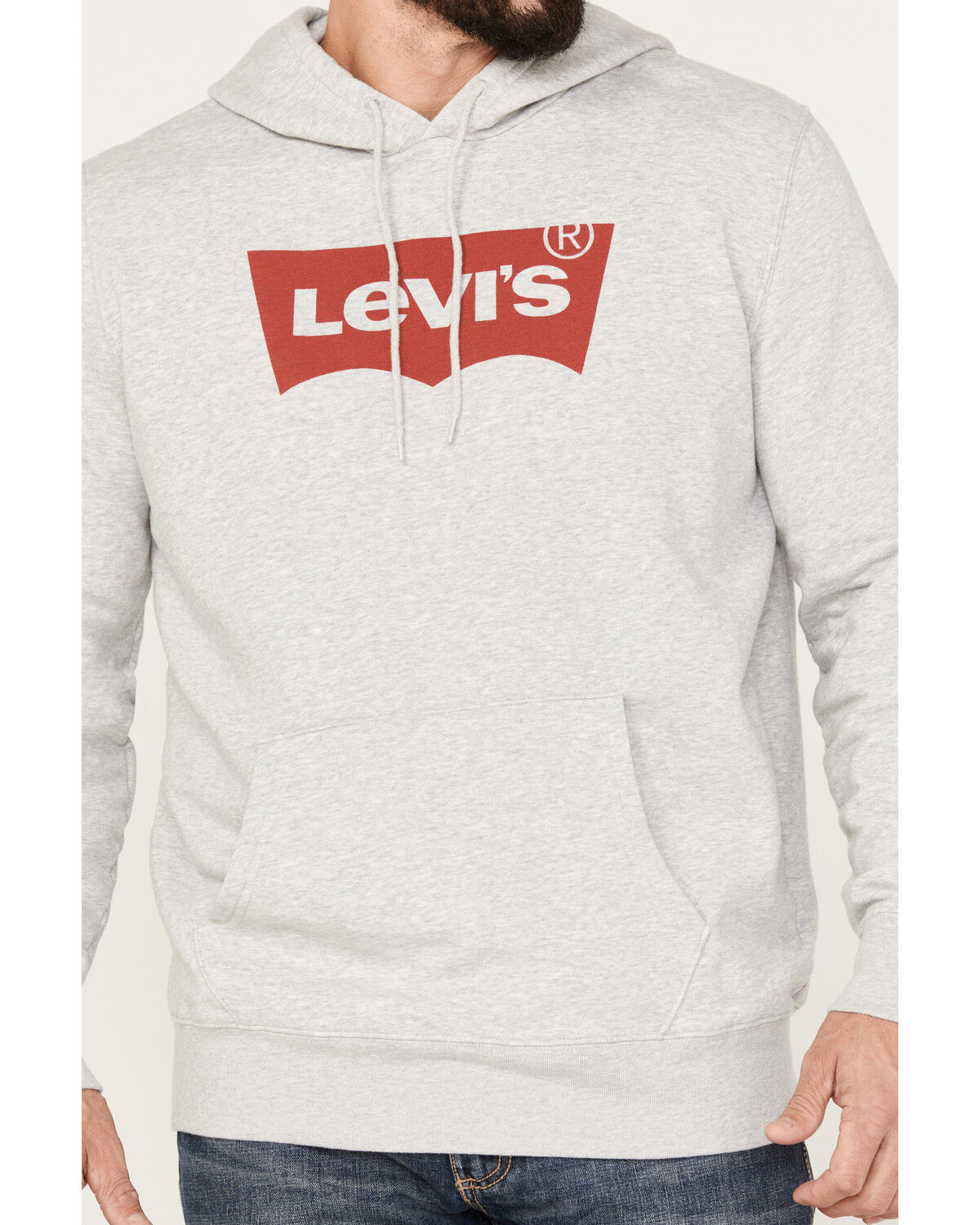 Image #3 - Levi's Men's Logo Hooded Sweatshirt, Light Grey, hi-res