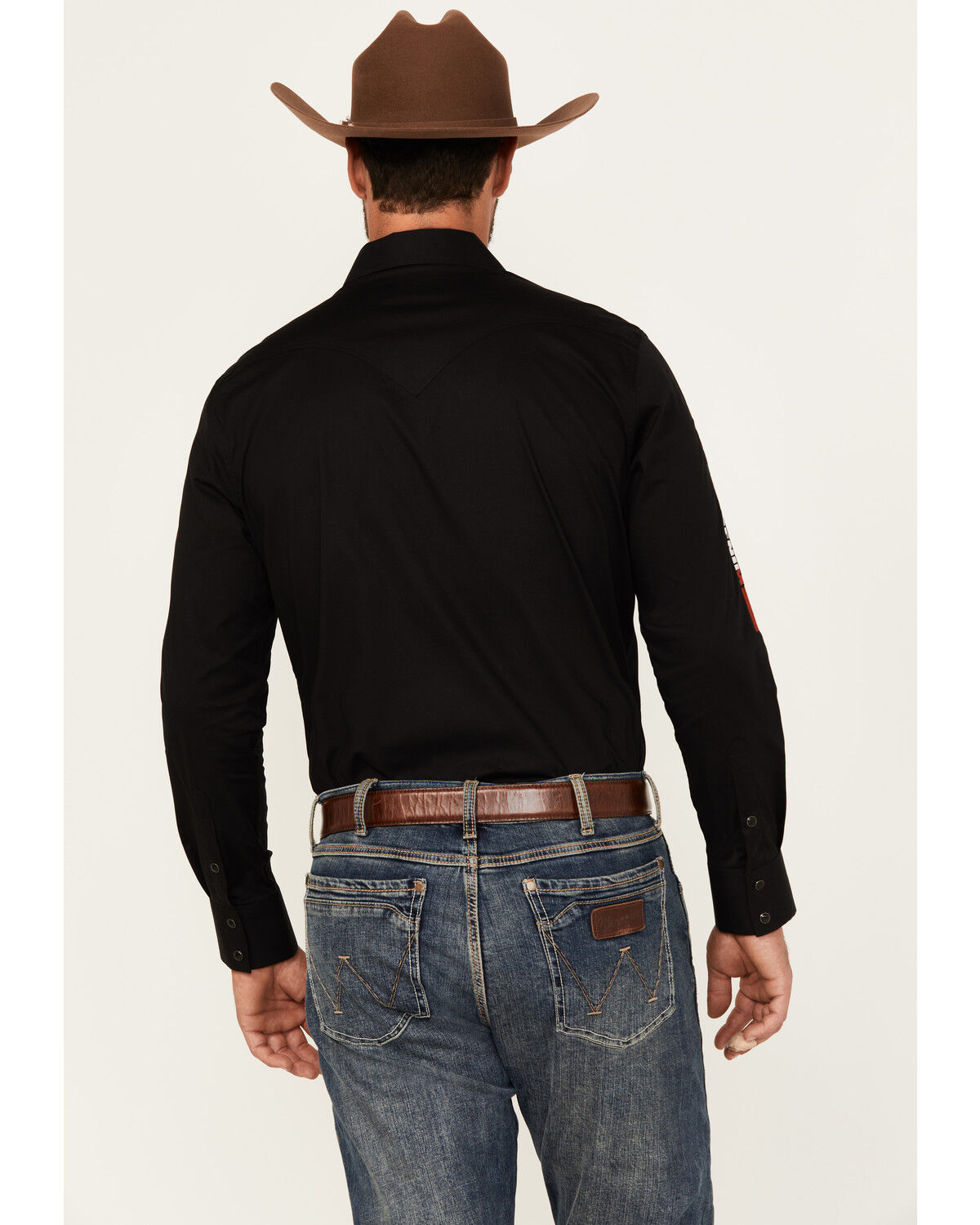 Image #4 - Rock & Roll Denim Men's Mexico Flag Embroidered Logo Long Sleeve Snap Stretch Western Shirt, Black, hi-res