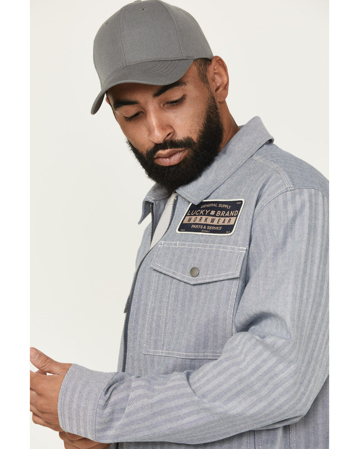 Image #2 - Lucky Brand Workwear Men's Herringbone Gas Station Jacket, Blue, hi-res